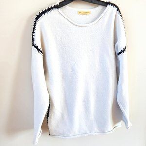 Women sweater, Large, white and black trim.